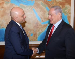 PM Netanyahu Meets with UK Home Secretary Sajid Javid photo credit Amos Ben-Gershom GPO