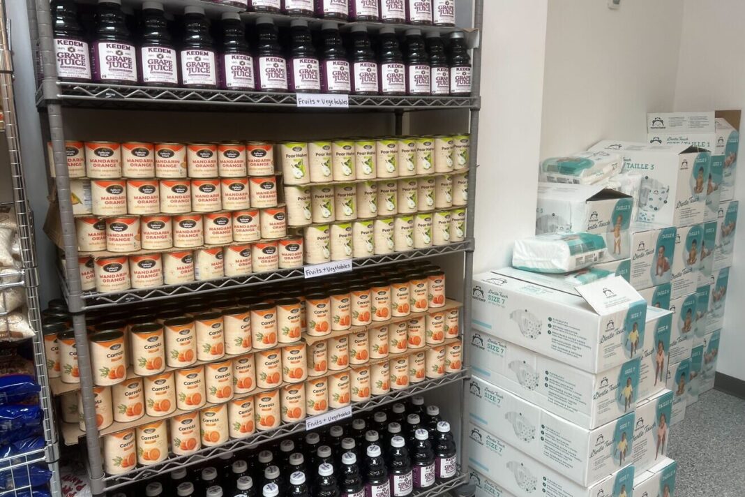 Shelves of food for those in need at the UJA-Federation of New York's Brooklyn Hub, Nov. 21, 2024. Photo by Vita Fellig