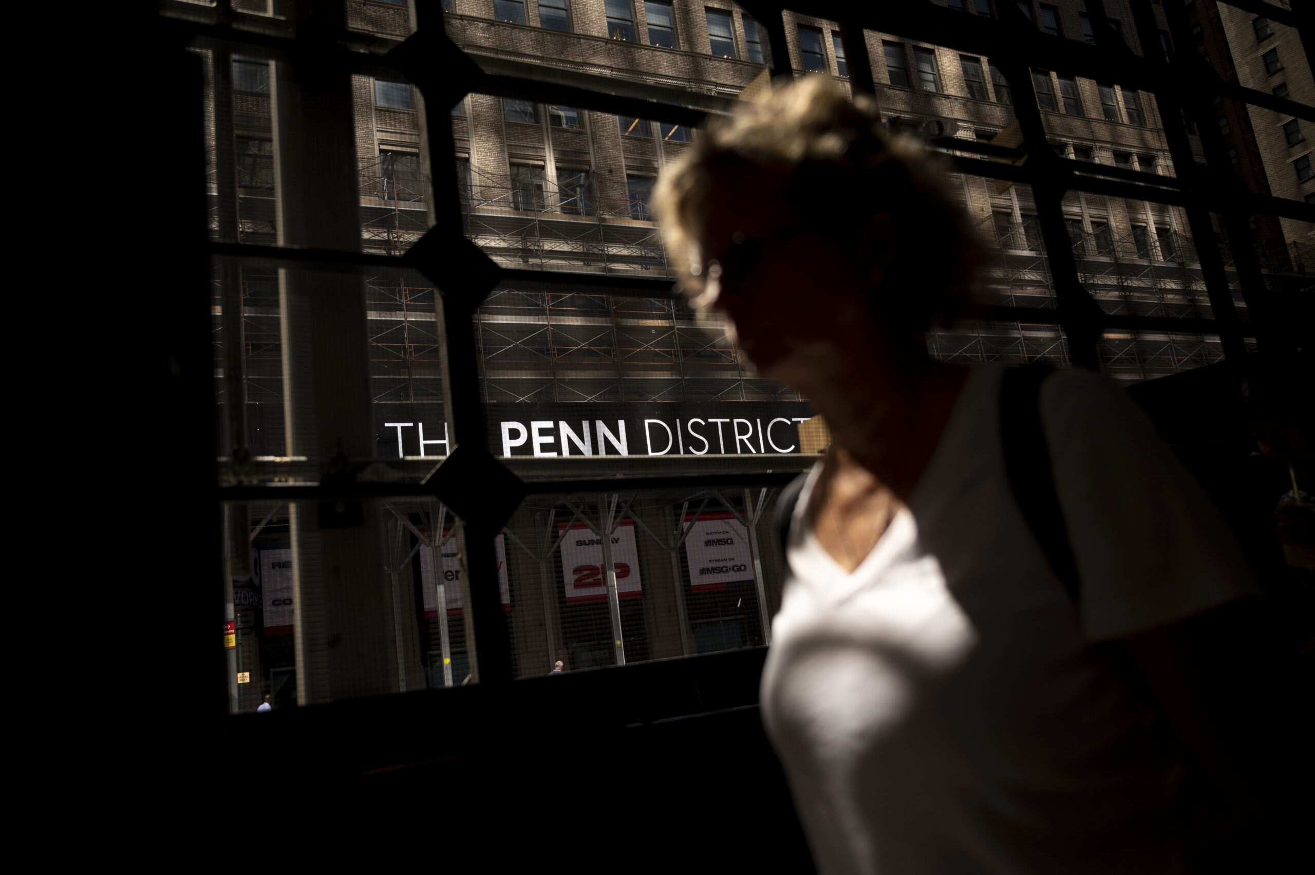 Vornado’s “The Penn District” on scaffolding along 7th Ave., June 20, 2022.