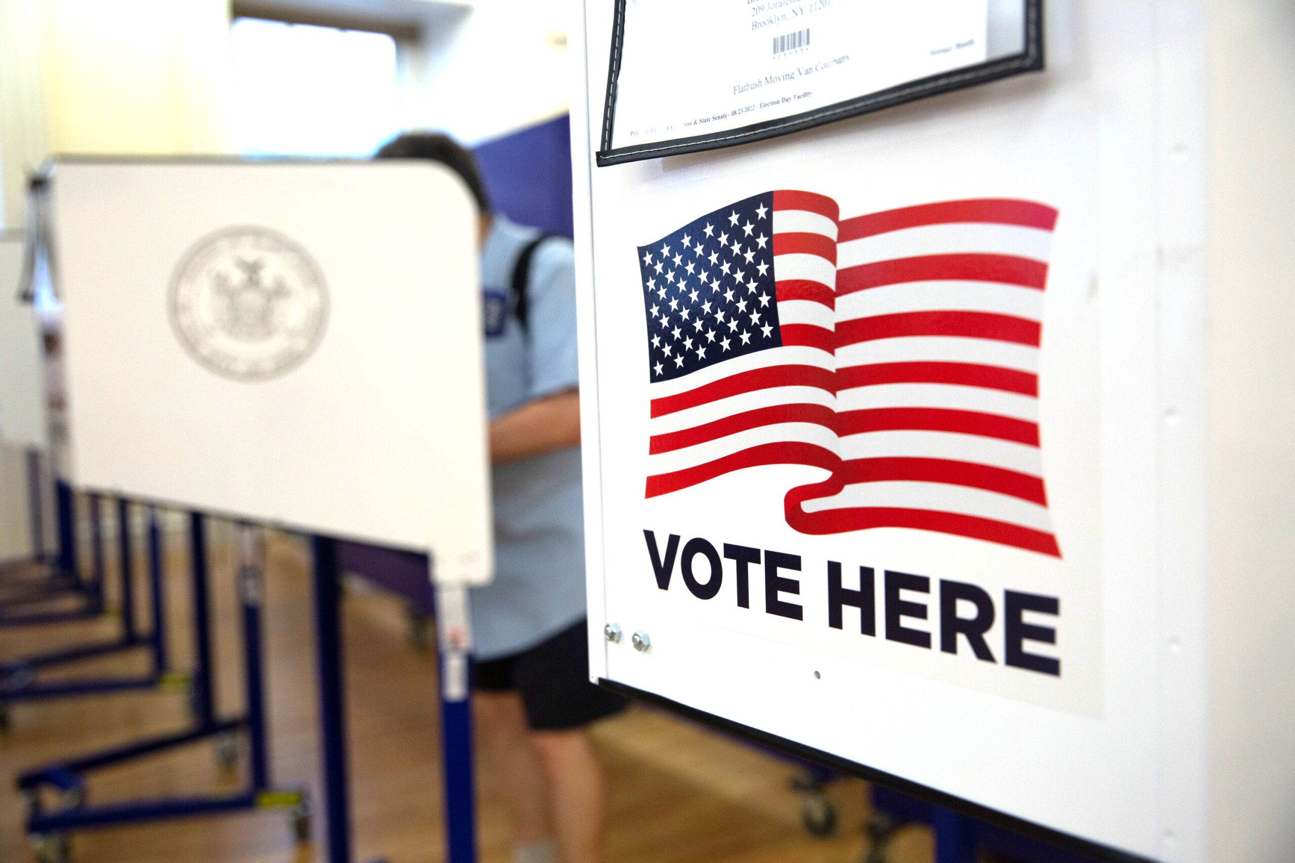 People vote early at Brooklyn Borough Hall in the Congressional District 10 Democratic primary, Aug. 17, 2022.