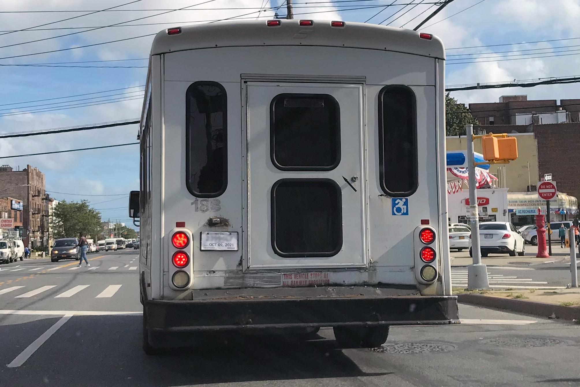 A dollar van on Flatbush Avenue in Brooklyn had a paper plate, Sept. 22, 2021.