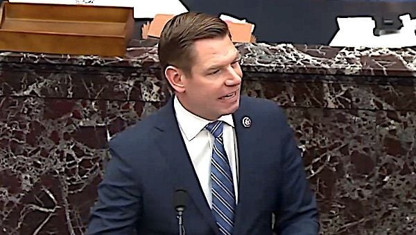 U.S. Rep. Eric Swalwell, D-Calif., as House impeachment manager on Wednesday, Feb. 10, 2021. (C-SPAN video screenshot)